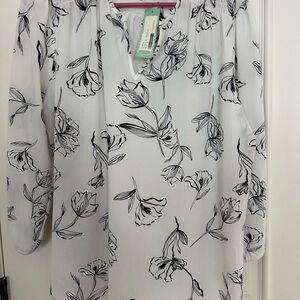 Floral Print Blouse in Black and White